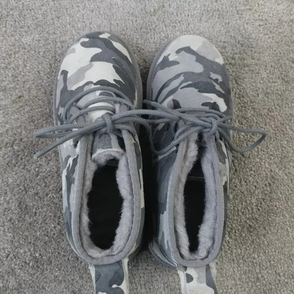 Alpine Design Boys Size 5 Boots Camo Suede Camouflage Gray Lace Up Shoes Dylan
